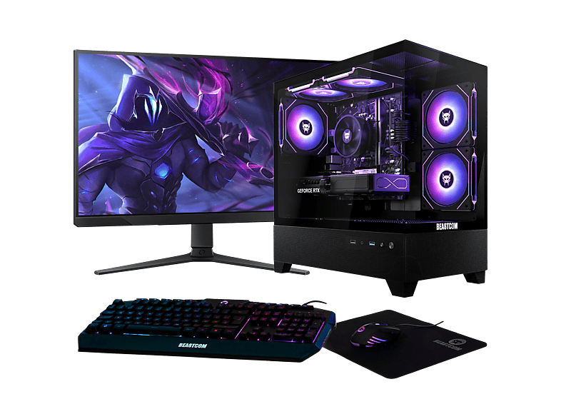 Pack PC gaming - BEASTCOM Q5 Pro Gaming, AMD Ryzen™ 5 8400F, 16 GB RAM, 1 TB SSD, GeForce RTX™ 5060 Ti, Windows 11 Home, Monitor 27 " Full-HD, Negro