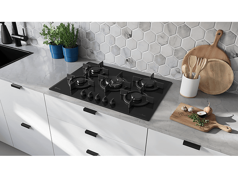 Placa de gas - Balay 3ETG676RB, 5 zonas, 28 cm zona grande, Gas butano, 75.2 cm, Negro — foto 3
