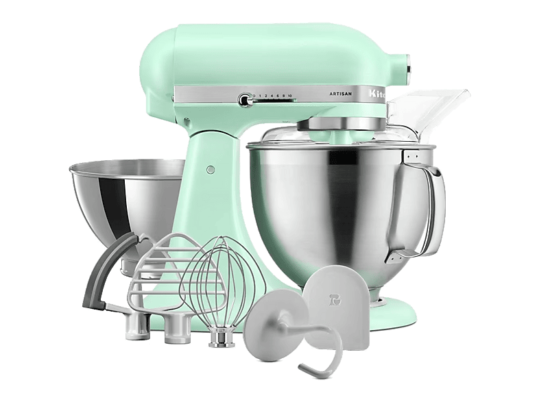 Robot amasador - KitchenAid Artisan 5KSM195PSESD, 300 W, 4.7 l, Asa ergonómica, Menta