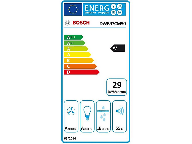Campana decorativa - BOSCH Serie 6 DWB97CM50, 3 velocidades, 430 m³/h, 898 mm, Acero inoxidable — foto 4