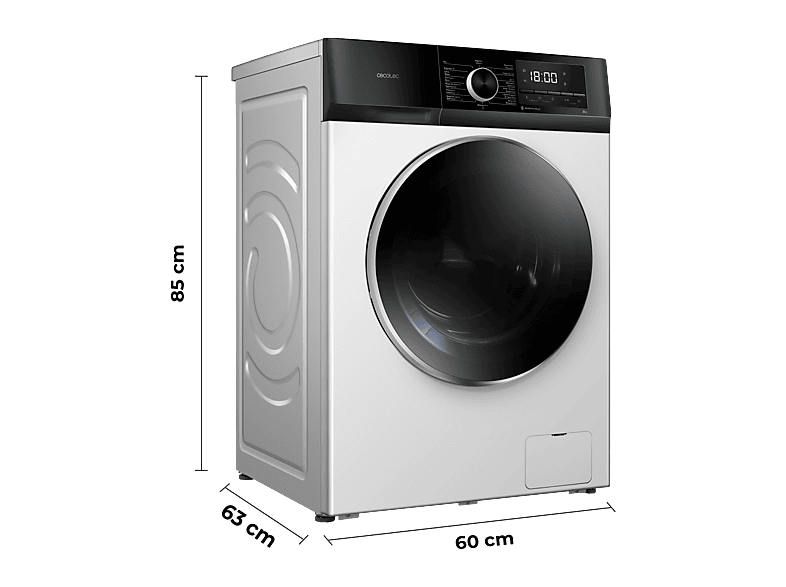 Lavadora carga frontal - Cecotec Bolero DressCode 10500 Inverter A, 10 kg, 1400 rpm, Motor Inverter Plus, Lavado con vapor, White — foto 3