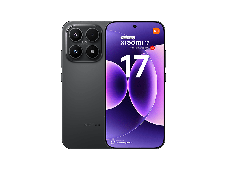Móvil - Xiaomi 17, Negro, 512GB, 12GB RAM, 6.3" CrystalRes OLED display, Snapdragon® 8 Elite Gen 5 Mobile Platform, 6000 mAh
