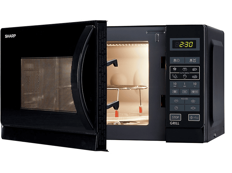 Microondas libre instalación - SHARP R-742BKW, 900 W, 11 potencia, 25 l, Negro — foto 3