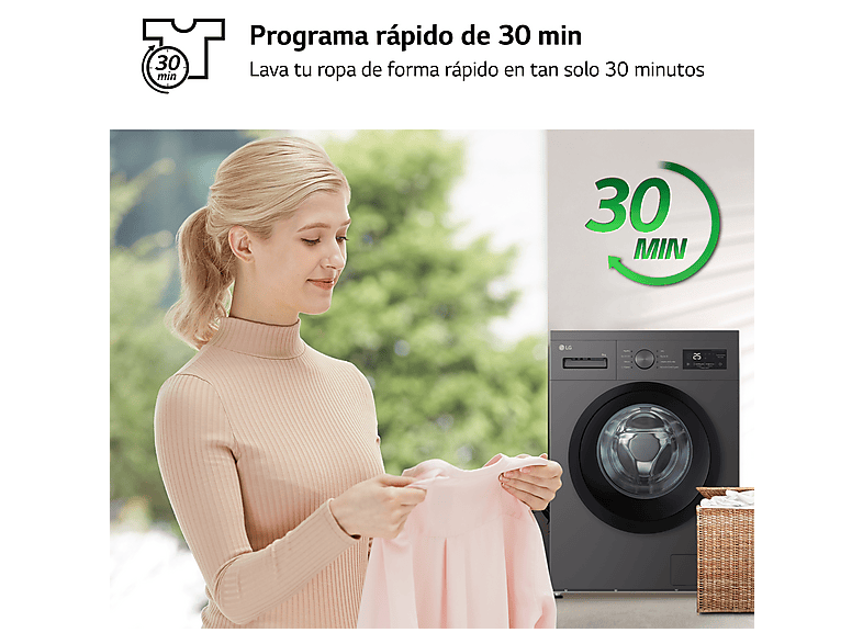 Lavadora carga frontal - LG F4A10S8NDK, 8 kg, 1400 rpm, 8 programas, Grafito Silver — foto 4
