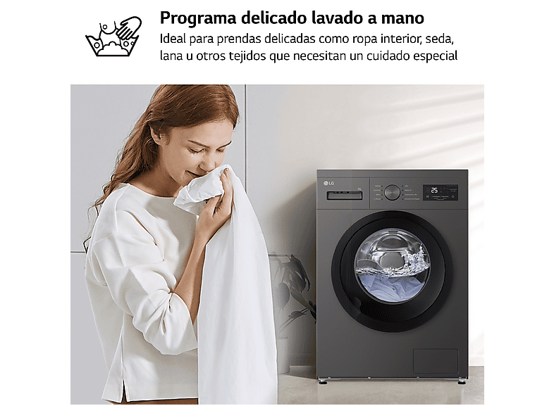 Lavadora carga frontal - LG F4A10S8NDK, 8 kg, 1400 rpm, 8 programas, Grafito Silver — foto 5