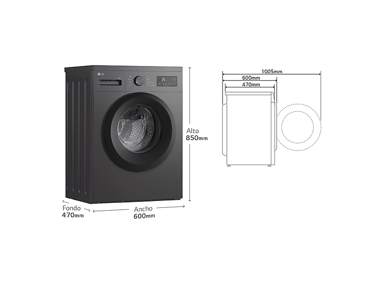 Lavadora carga frontal - LG F4A10S8NDK, 8 kg, 1400 rpm, 8 programas, Grafito Silver — foto 12
