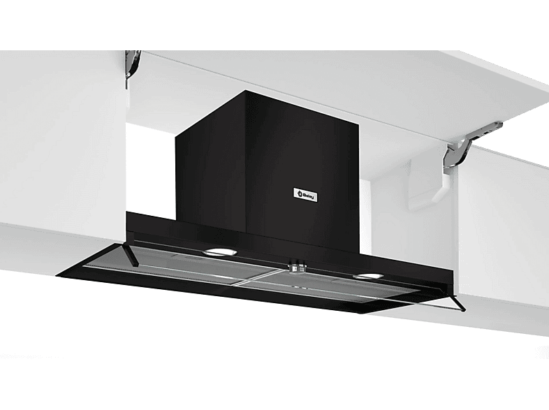 Campana decorativa - Balay 3BD896MN, 3 velocidades, 620 m³/h, 900 mm, Cristal Negro