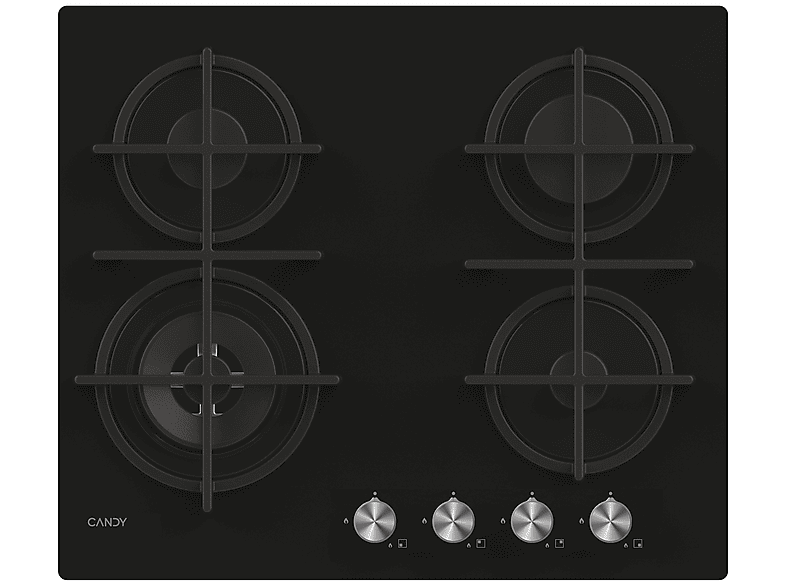 Placa de gas - CANDY CDK6GF4WEKB, 4 zonas, 595 mm, Negro