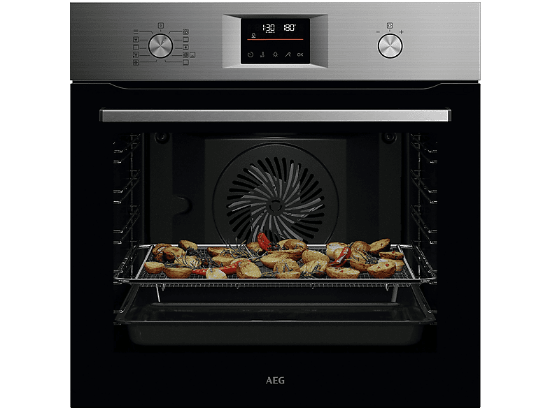 Horno multifunción - AEG Series 6000 OS6PB51AM, Integrable, Pirolítico, 71 l, 595 mm, Negro, Acero inoxidable