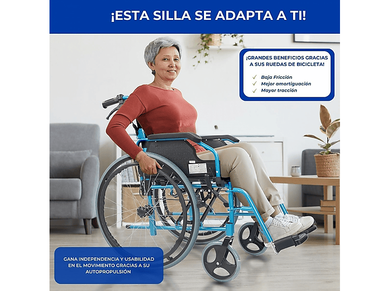 Silla de ruedas - MOBICLINIC Bolonia, Azul — foto 4