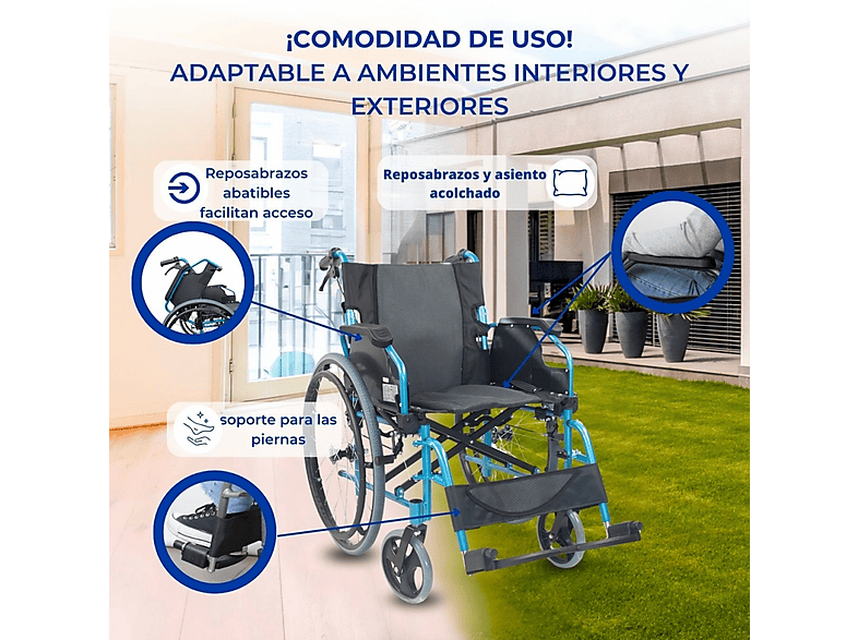 Silla de ruedas - MOBICLINIC Bolonia, Azul — foto 5
