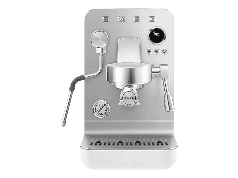 Cafetera espresso - SMEG  EMC02WHMEU, 15 bar, 1700 W, 2 tazas, Blanco mate
