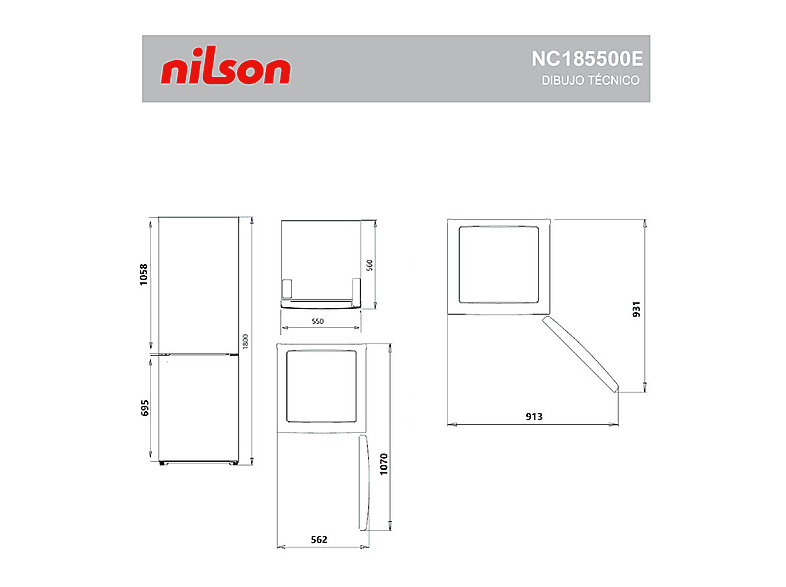 Frigorífico combinado - NILSON NC185500E, Altura 180 cm, Capacidad 262 l, Blanco — foto 7