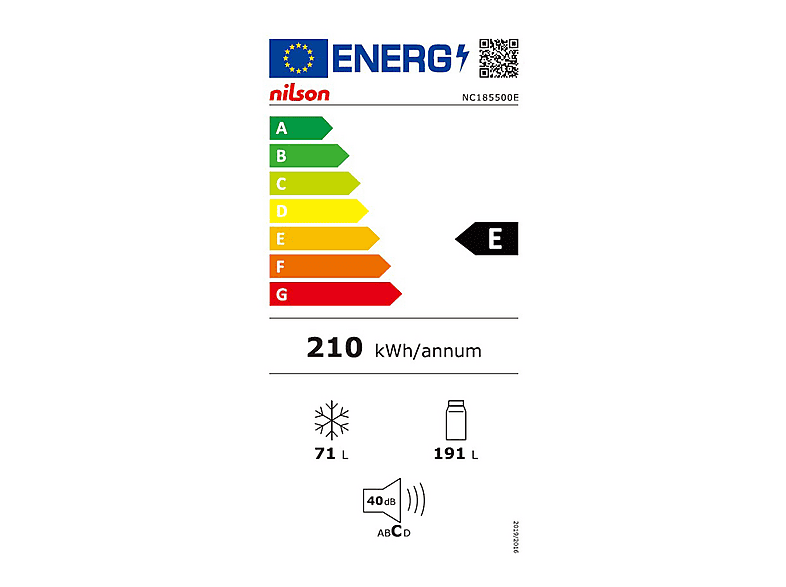 Frigorífico combinado - NILSON NC185500E, Altura 180 cm, Capacidad 262 l, Blanco — foto 8