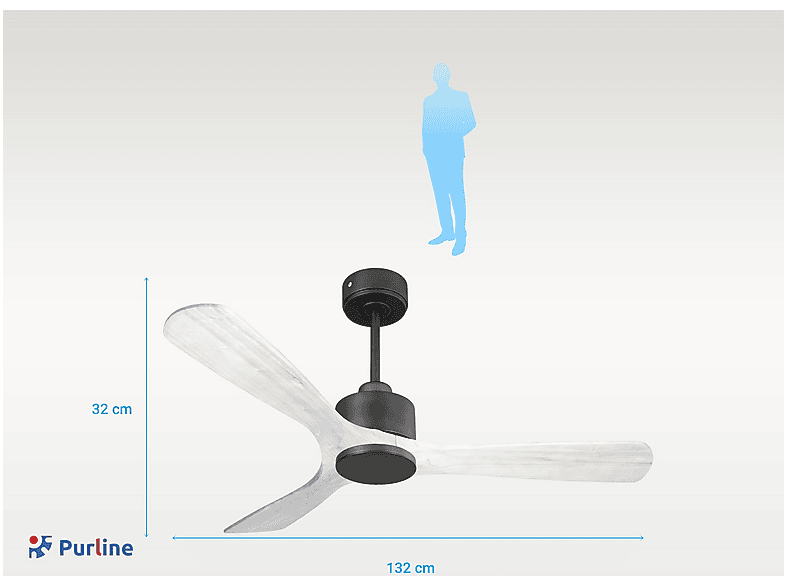 Ventilador de techo - PURLINE NusaD132C0365206, 6 velocidades, Negro — foto 2