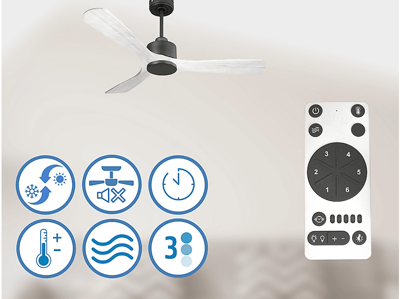 Ventilador de techo - PURLINE NusaD132C0365206, 6 velocidades, Negro — foto 5