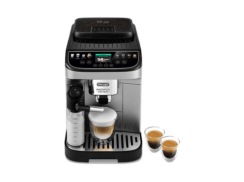 Cafetera superautomática - De'Longhi Magnifica Evo Next ECAM 310.80.SB, 1450 Watt, 15 bar, Molinillo integrado, Depósito de leche, Plata/Negro
