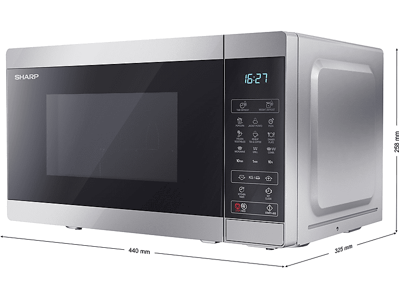 Microondas libre instalación - SHARP YC-MG02ES, 800 W, 11 potencia, 20 l, Inox — foto 3