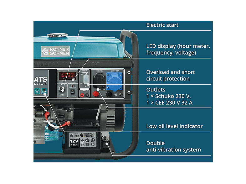 Generador de energía - KÖNNER & SÖHNEN KS 7000E ATS — foto 6