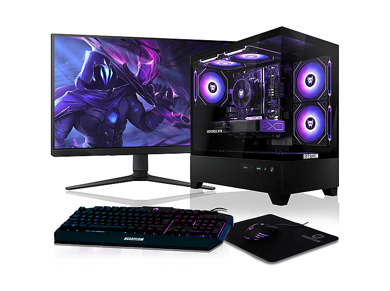 Pack PC gaming - BEASTCOM Q5 | Pro Gaming, AMD Ryzen™ 5 8400F, 16 GB RAM, 1 TB SSD, GeForce RTX™ 5060, Windows 11 Home, Monitor 27 " Full-HD, Negro