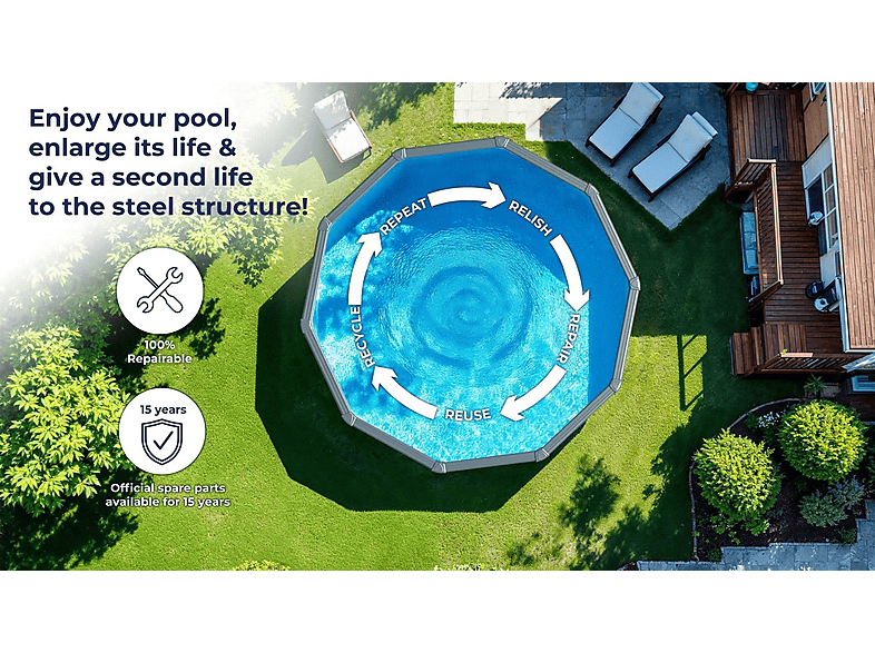 Piscina elevada - GRE Wet circular chapa blanca depuradora 300x120, MULTICOLOR — foto 3