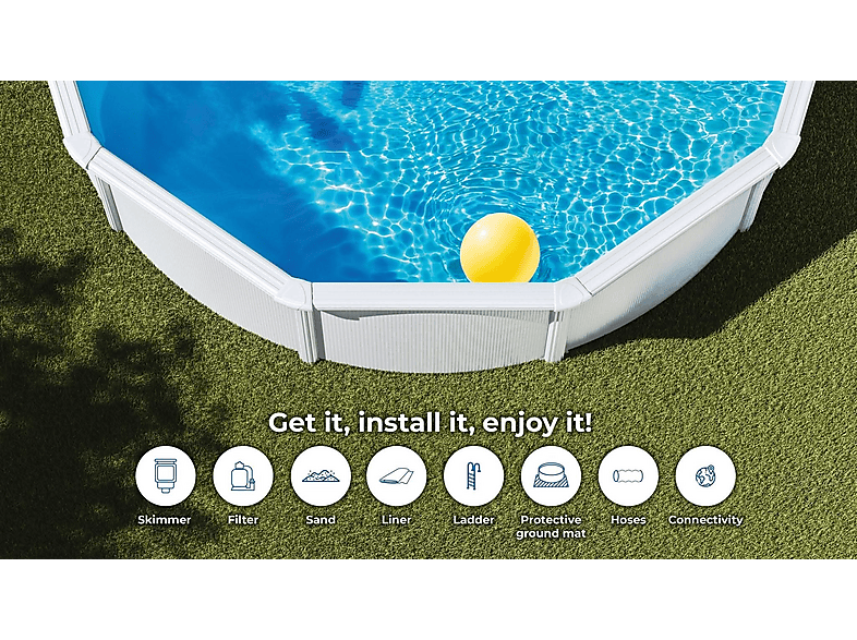 Piscina elevada - GRE Wet circular chapa blanca depuradora 300x120, MULTICOLOR — foto 4