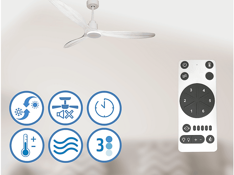 Ventilador de techo - PURLINE SalD166C0466707, 6 velocidades, Blanco — foto 5