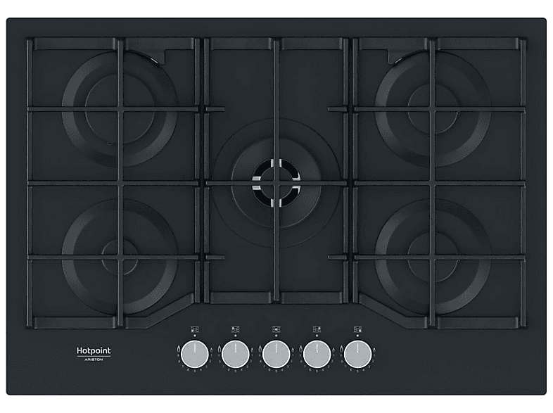 Placa de gas - HOTPOINT 869991589940, 5 zone(s) zonas, Natural Gas (NG), 730 mm, Negro