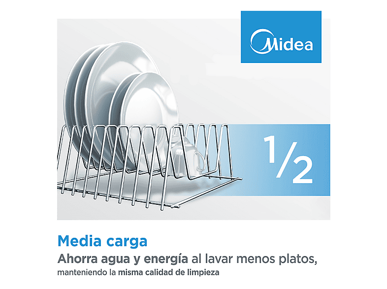 Lavavajillas - Midea MFD60S080X, 12 Servicios, 4 Programas, Ancho 59.8 cm, Inicio Diferido, Inox — foto 9