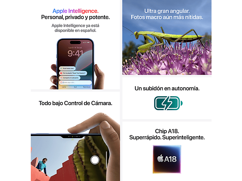 Apple iPhone 16, Verde azulado, 128 GB, 5G, 6.1 " OLED Super Retina XDR, Chip A18 Bionic, iOS — foto 7