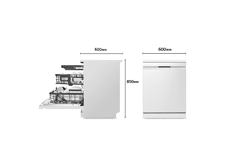 Lavavajillas - LG DF587HHS, 14 servicios, 10 programas, 60 cm, QuadWash™, Tercera Bandeja, ThinQ™, Blanco Marfil — foto 3