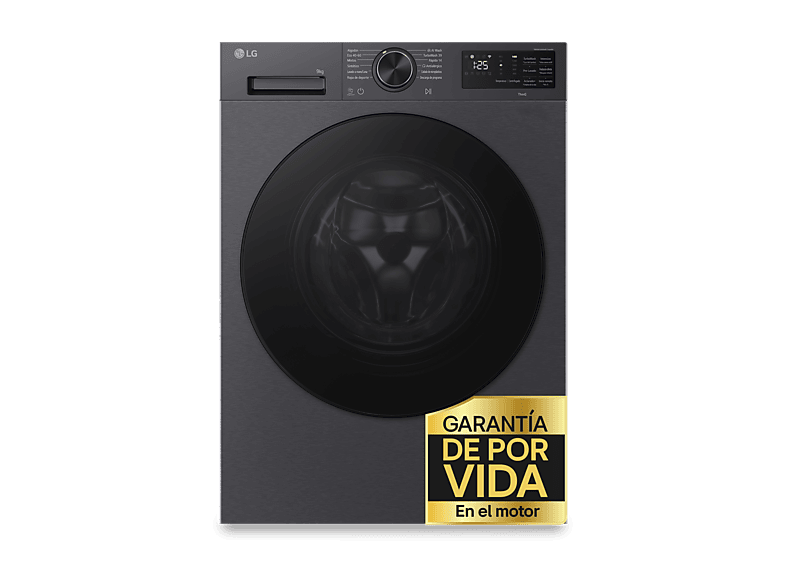Lavadora carga frontal - LG F4X5009TBB, 9 kg, 1400 rpm, 12 programas, TurboWash 360º, Clase A-40%, Acero Grafito Mate