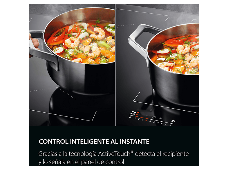 Placa inducción - AEG TR64IT00FB, 4 zonas Flex de 22 cm, Función Puente, Mandos independientes, 59 cm, Negro — foto 7