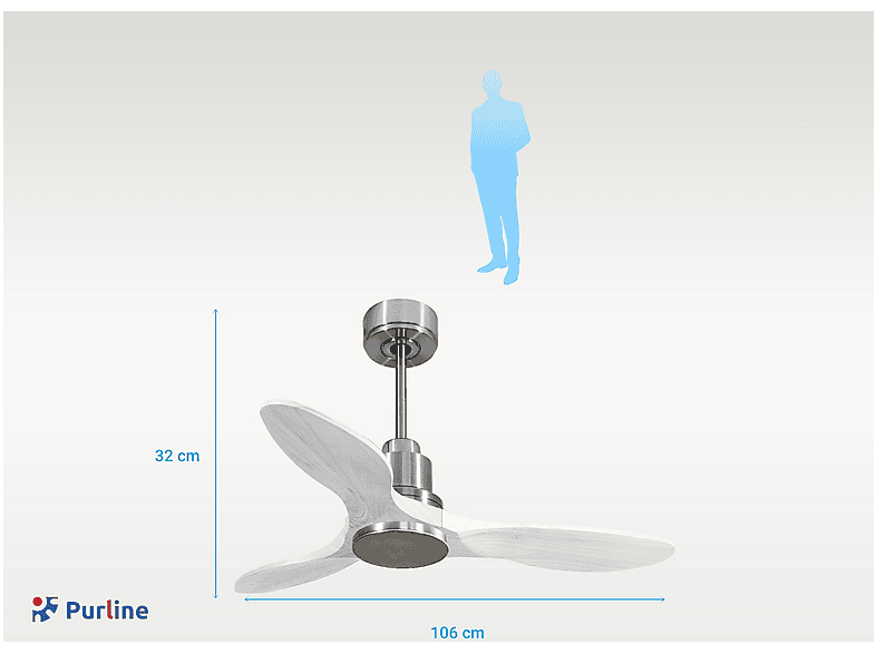 Ventilador de techo - PURLINE LimaD106C0464488, 6 velocidades, Plata — foto 3