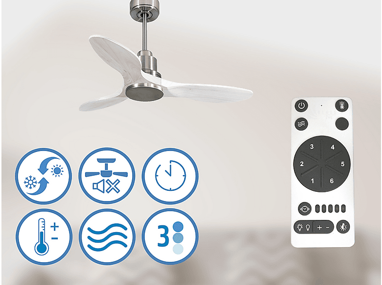 Ventilador de techo - PURLINE LimaD106C0464488, 6 velocidades, Plata — foto 4