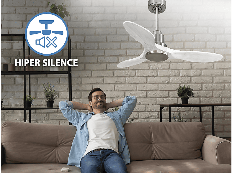 Ventilador de techo - PURLINE LimaD106C0464488, 6 velocidades, Plata — foto 6