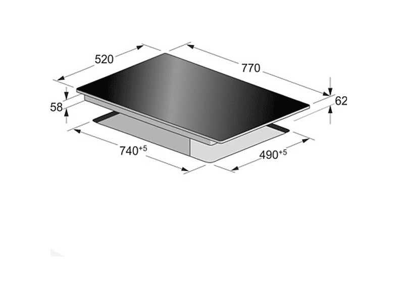 Placa de inducción - KAISER 95081437, 5 zonas, 770 mm, Rojo — foto 5