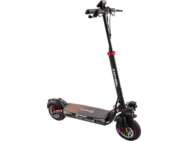 Patinete eléctrico - ZWHEEL ZRino Duo Max, Pot. máx. 2000 W, Carga máx. 120 kg, 70 km autonomía, 20000 mAh, Negro | Rojo