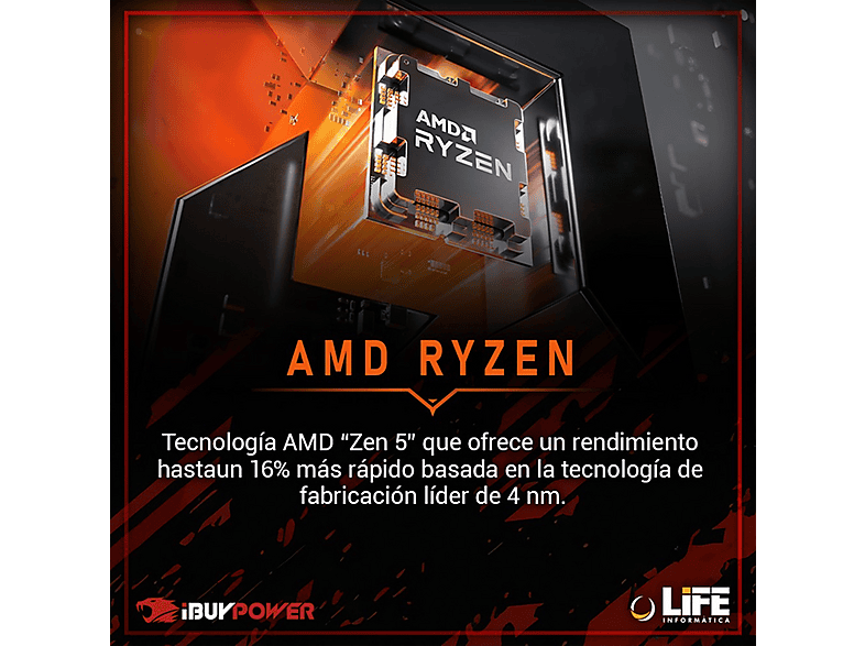 PC Gaming - IBUYPOWER Master Eminence Lite, Ryzen 7 8700F, 16 GB RAM, 1 TB SSD, GeForce RTX™ 5070, Windows 11 Home, Negro — foto 5