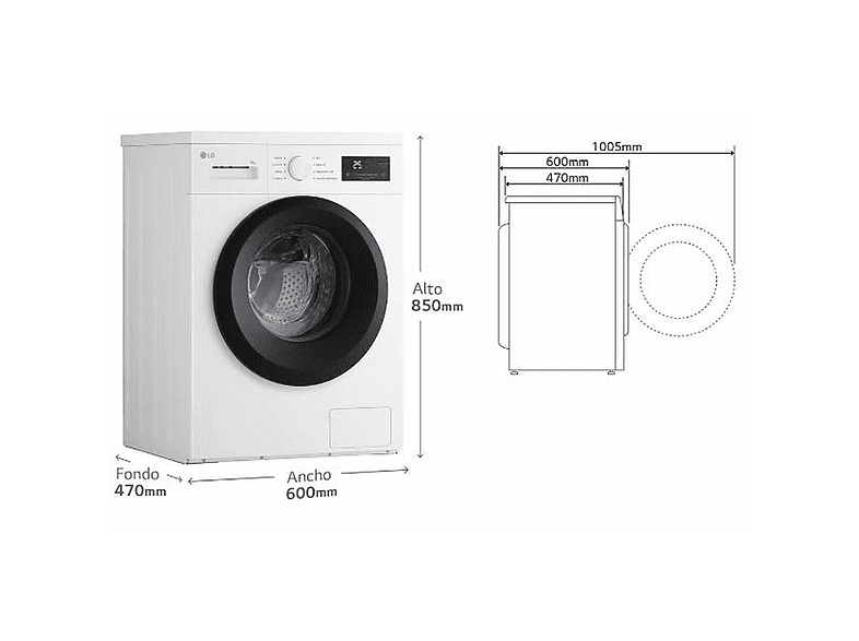 Lavadora carga frontal - LG F4A10S8NWK.ABWQCES, 8 kg, Blanco — foto 3