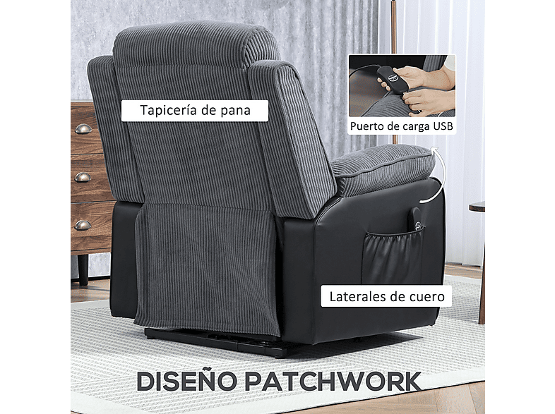 Sillón levanta personas - HOMCOM 713-178V92CG, 46 kg, Gris Oscuro — foto 5
