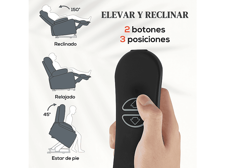 Sillón levanta personas - HOMCOM 713-178V92CG, 46 kg, Gris Oscuro — foto 6