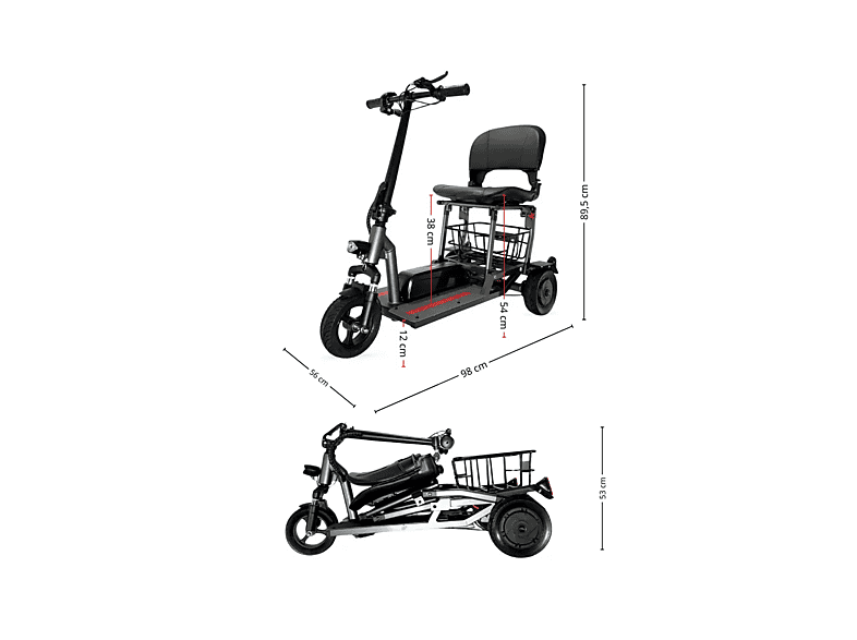 Triciclo eléctrico plegable - CAREWAY Lite Travel Version, Black — foto 6