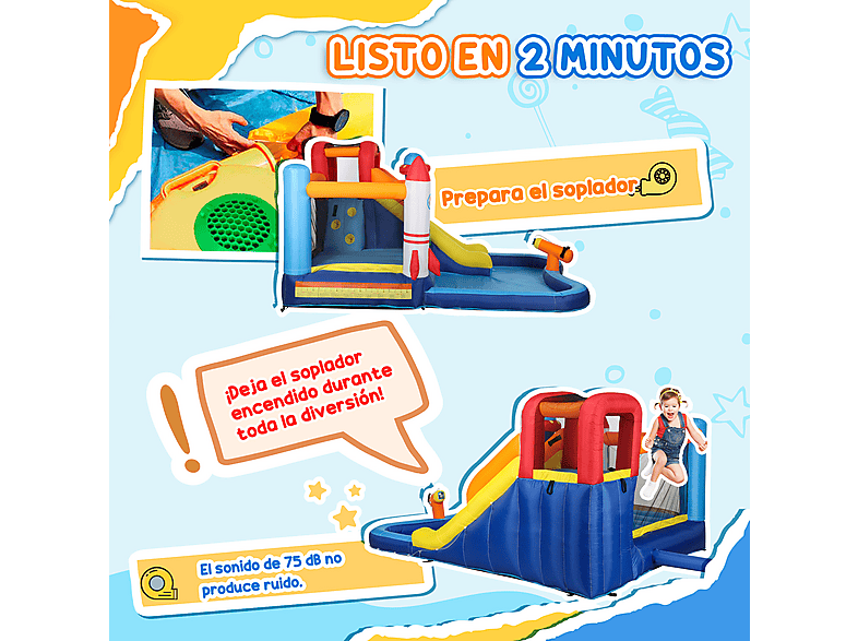 Castillo hinchable infantil - AIYAPLAY 346-017V90MX, a partir de 3 año(s), Multicolor — foto 4