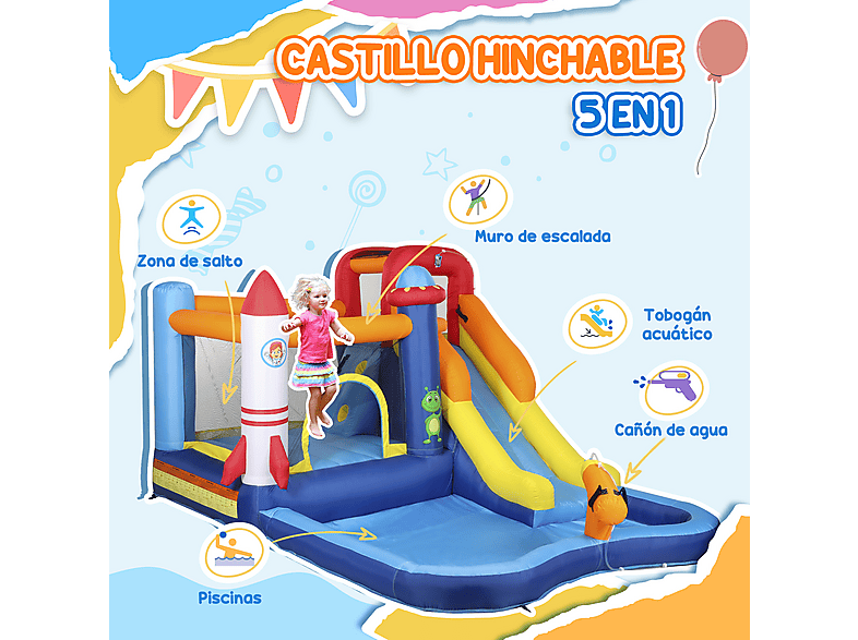 Castillo hinchable infantil - AIYAPLAY 346-017V90MX, a partir de 3 año(s), Multicolor — foto 7