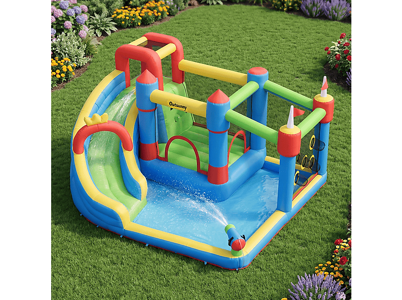Castillo Hinchable - OUTSUNNY 342-040V90, a partir de 5 año(s), Multicolor — foto 5