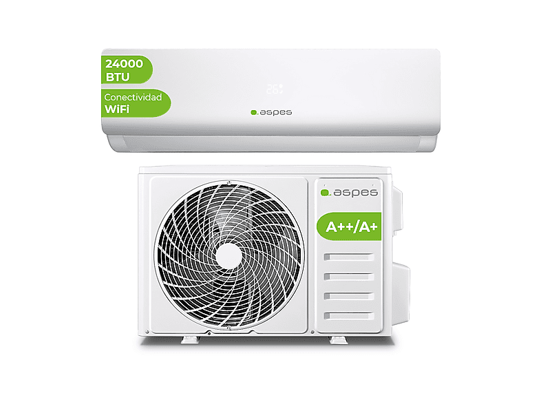 Aire acondicionado Split 1x1 - ASPES AAAS1200W, 12000 fg/h, Función Inverter, Blanco — foto 1