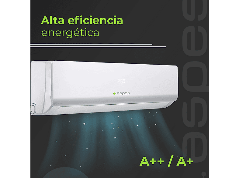 Aire acondicionado Split 1x1 - ASPES AAAS1200W, 12000 fg/h, Función Inverter, Blanco — foto 2