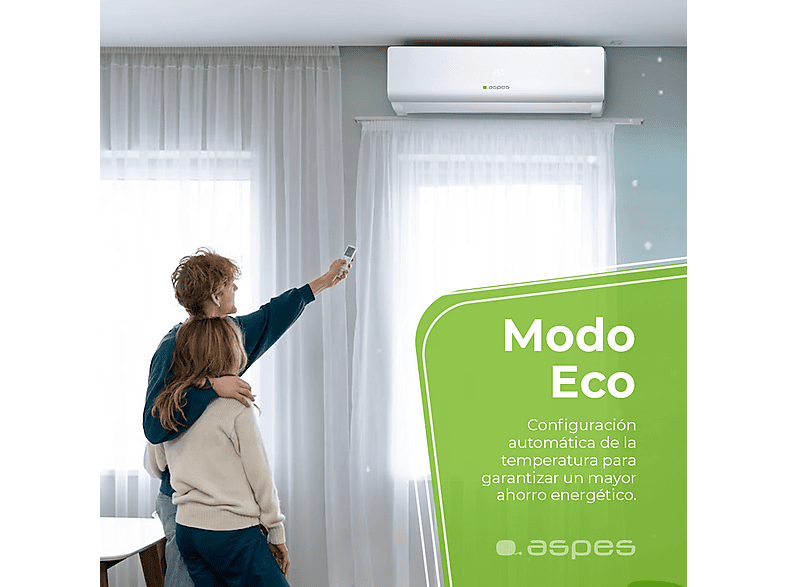 Aire acondicionado Split 1x1 - ASPES AAAS1200W, 12000 fg/h, Función Inverter, Blanco — foto 6