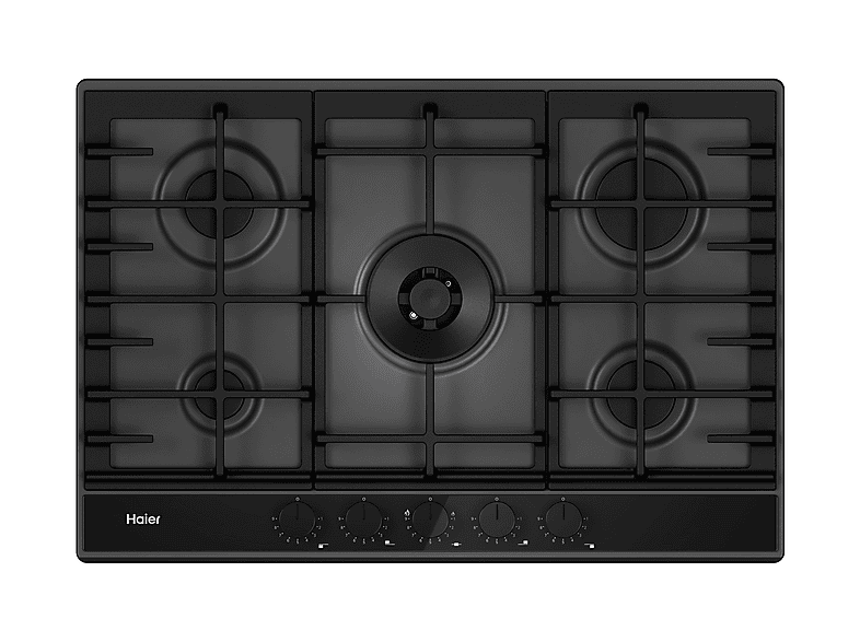 Placa de gas - HAIER Series 6 HAHG7W5TEB, 5 zone(s) zonas, NG + LPG (Butane), 745 mm, Negro — foto 1